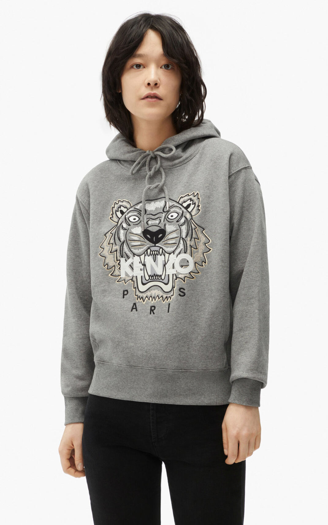 Kenzo Tiger φουτερ με κουκουλα γυναικεια γκρι | GR973894